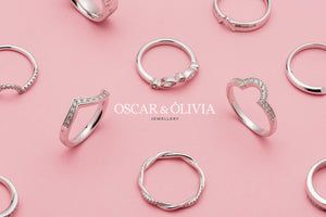 Oscar and Olivia silver diamond wedding rings