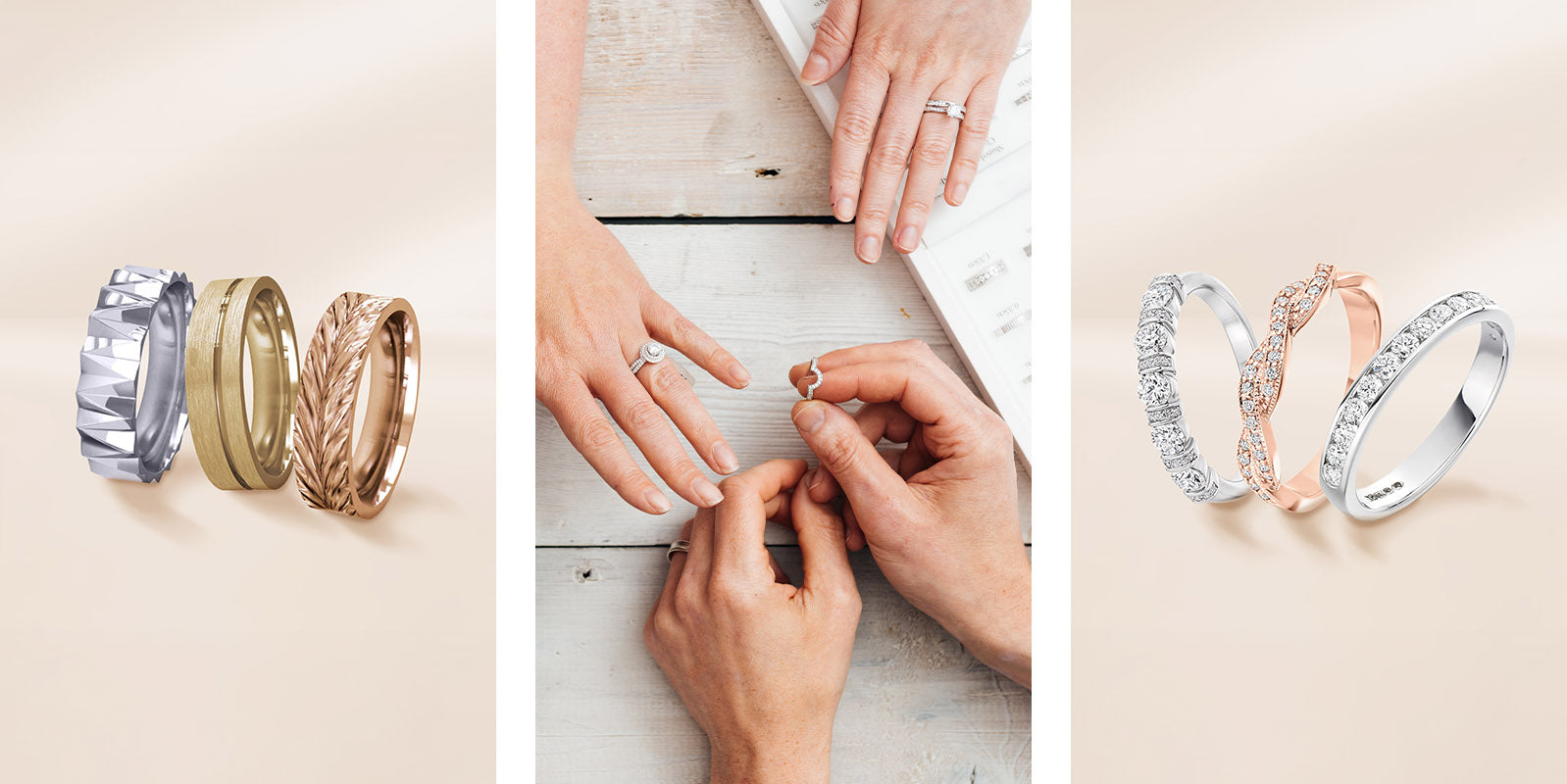mens and womens wedding rings at wedding fairs
