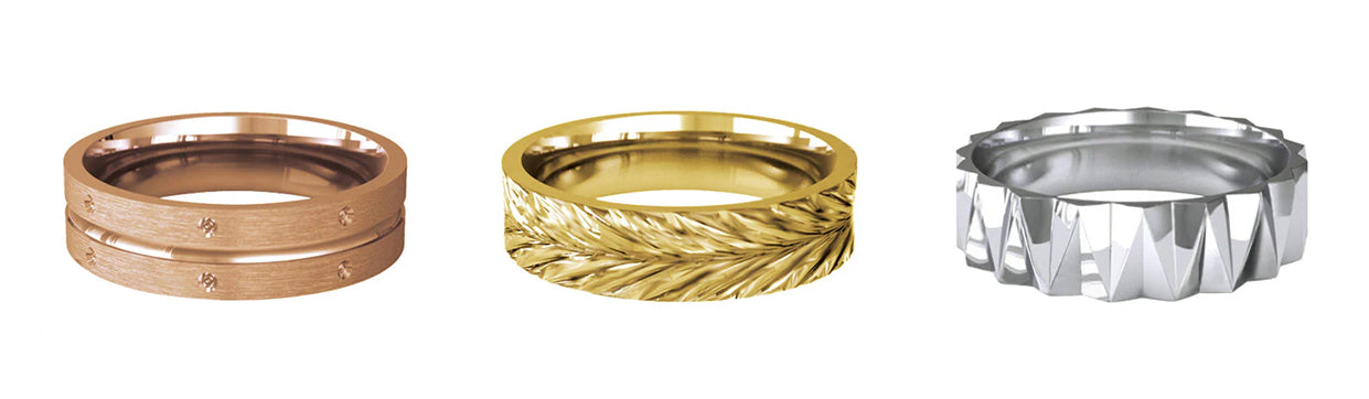 patterned mens wedding rings