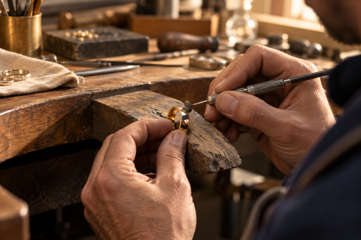 Ring being carefully finished